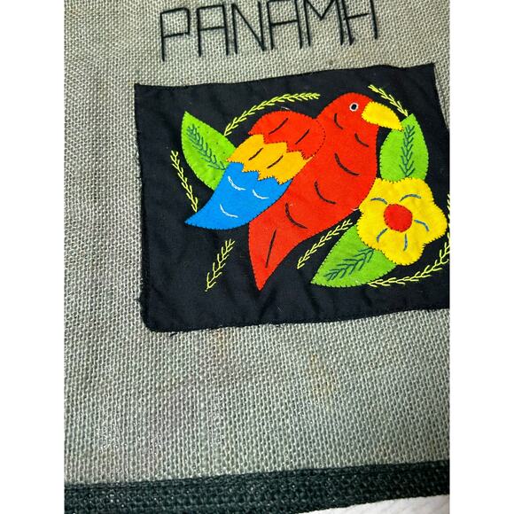Panama‎ Souvenir Tote Bag Embroidered Bird Woven Handbag Purse - Picture 8 of 9